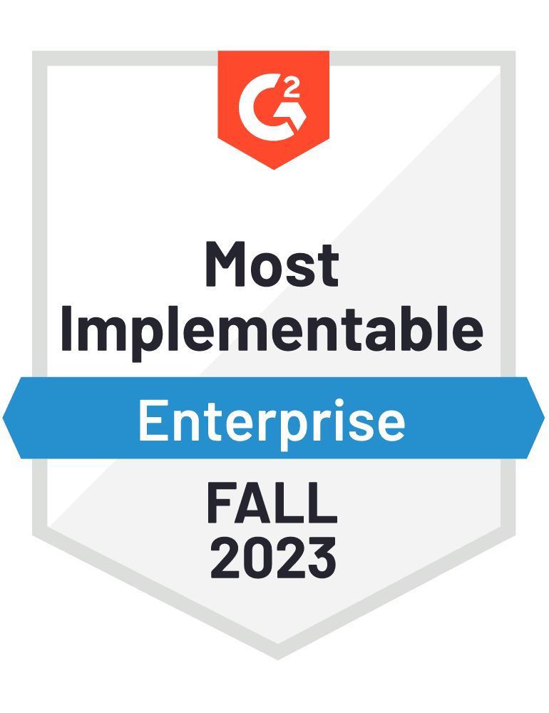 G2 badge — Most Implementable, Enterprise