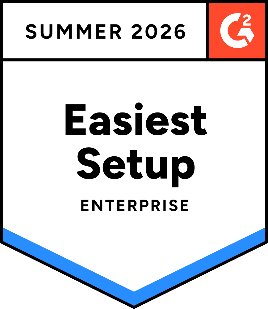 G2 Summer 2026 badge — Easiest Setup, Enterprise