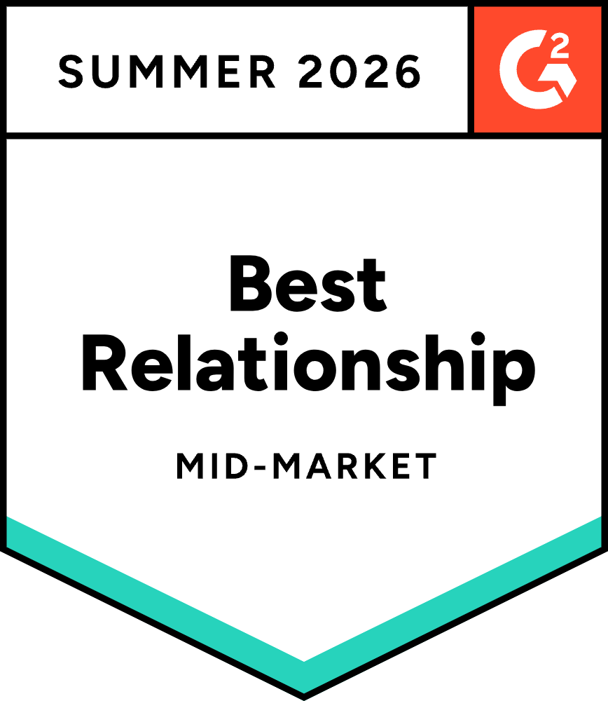 G2 Summer 2026 badge — Best Relationship, Mid-Market