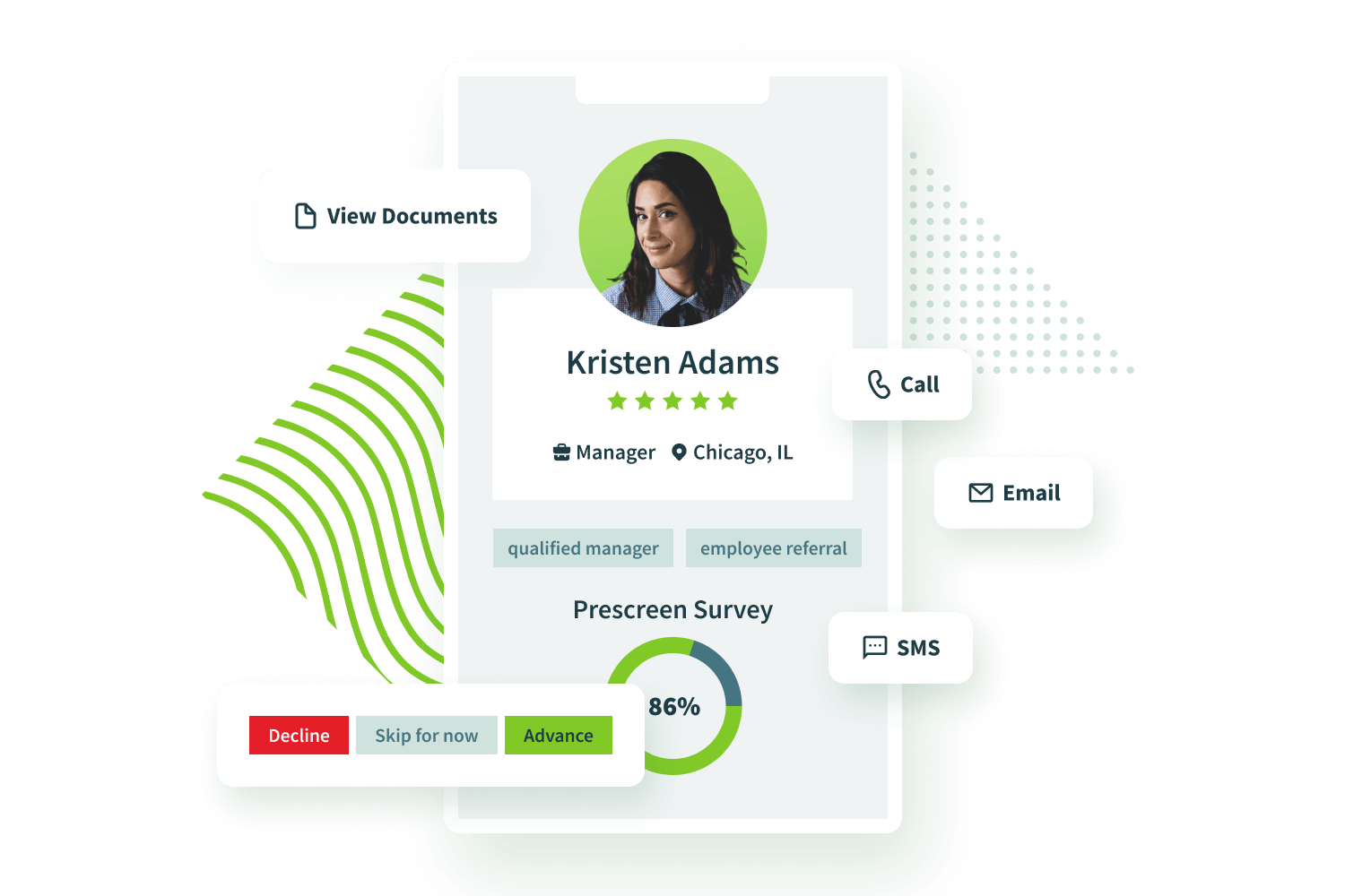 Hireology mobile app screens for on-the-go hiring