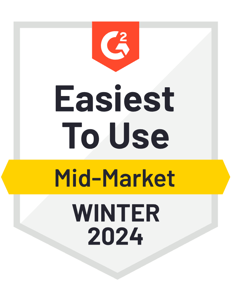 G2 badge — Easiest To Use, Mid-Market