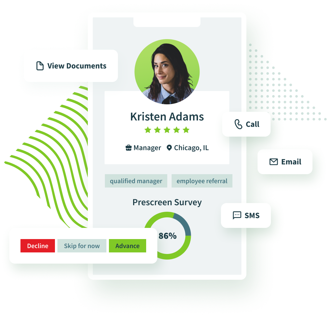 Illustration of Hireology hiring tools and candidate profiles