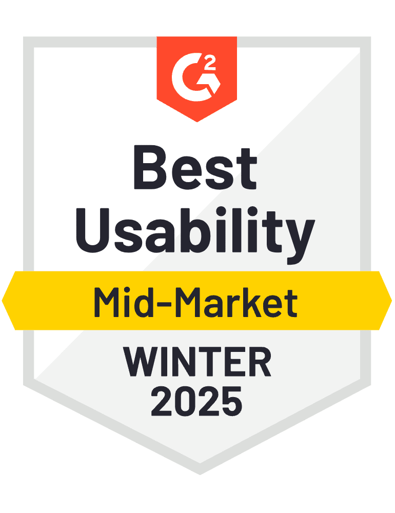 G2 badge — Best Usability, Mid-Market