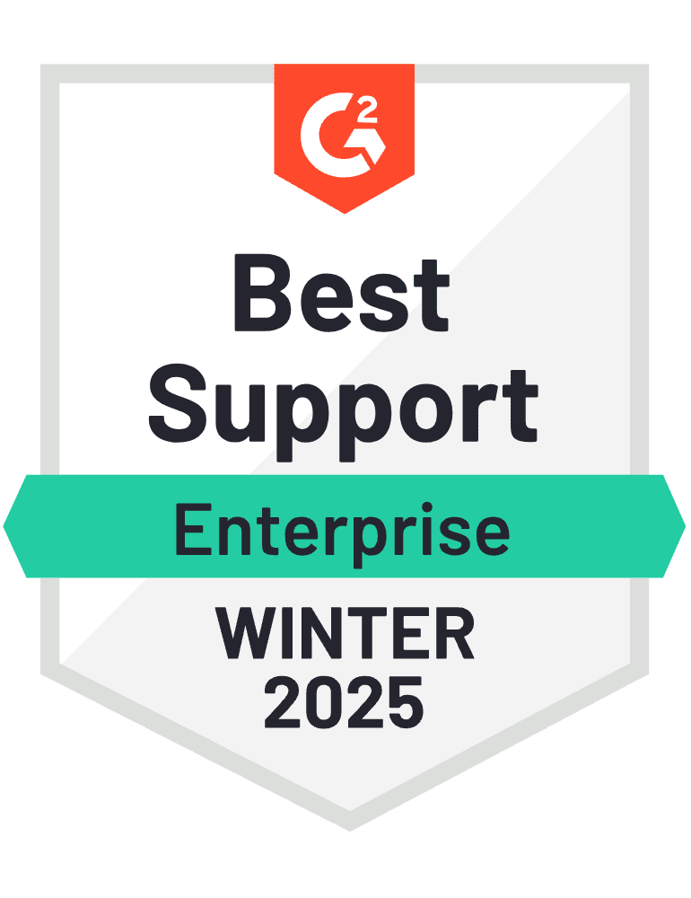 G2 badge — Best Support, Enterprise