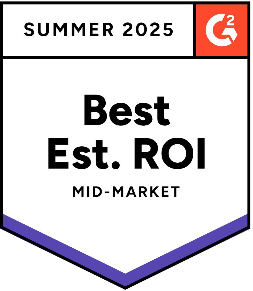 G2 Best Estimated ROI Mid-Market 2025 badge