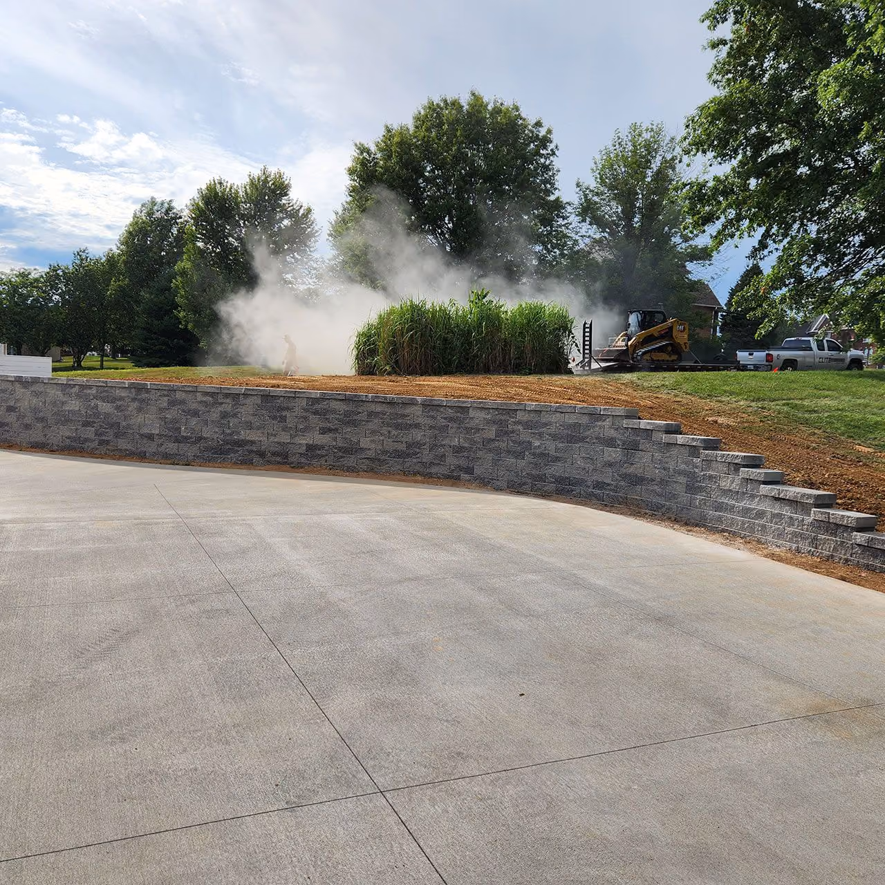 Structural retaining wall installation by Elite Outdoor