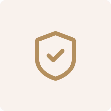 Shield icon with a check mark inside representing security or protection.