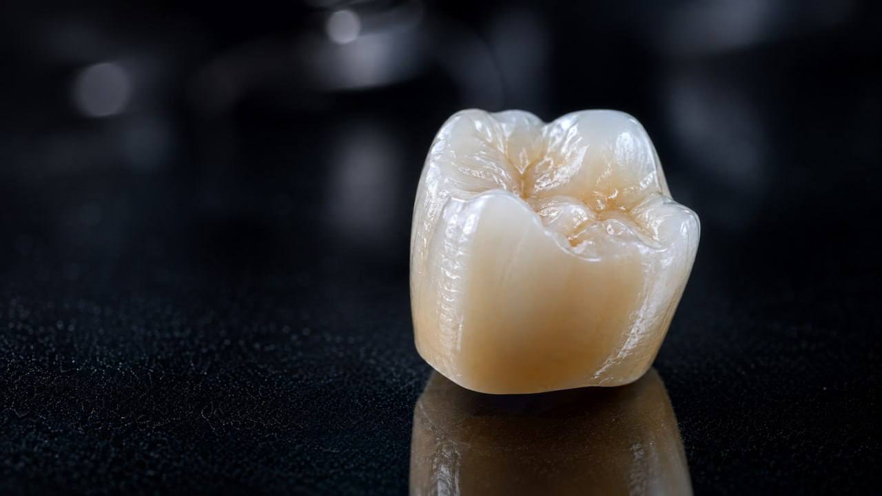 Close-up of a realistic dental crown