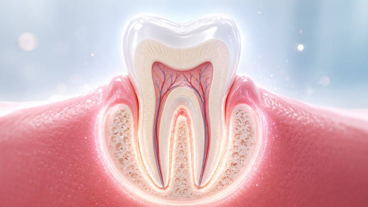 Healthy tooth cross-section with protected gums
