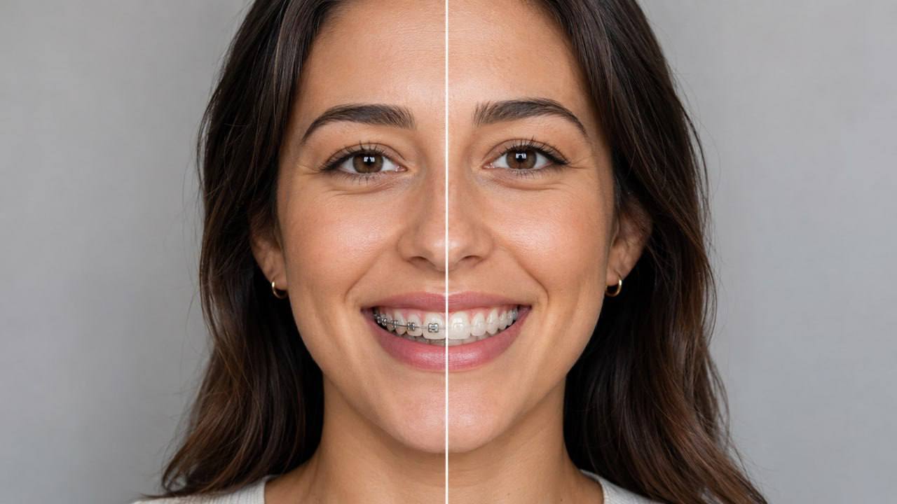 Smile comparison with braces and aligners