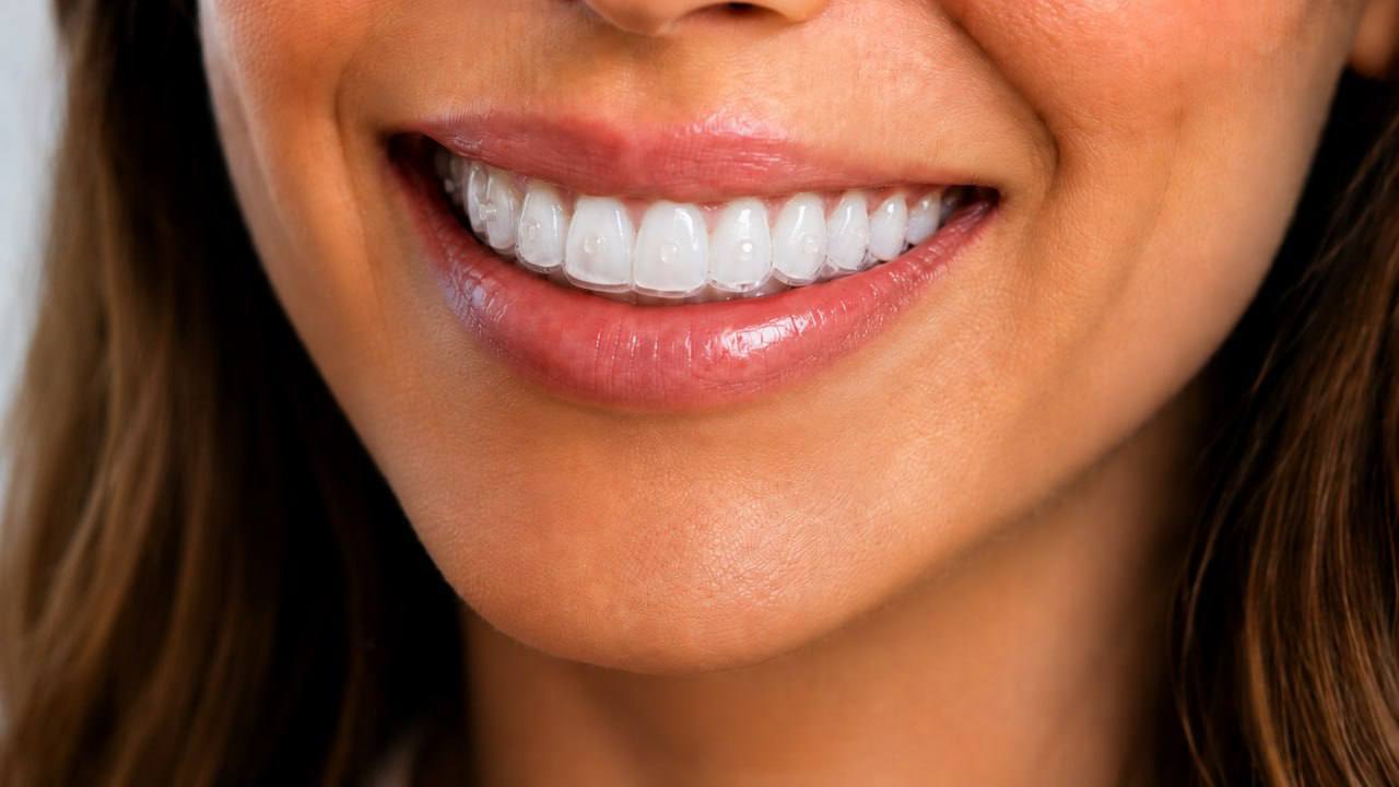 Smiling with a clear aligner
