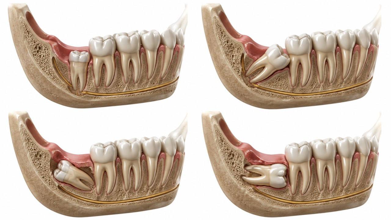 Diagram showing impacted wisdom tooth positions