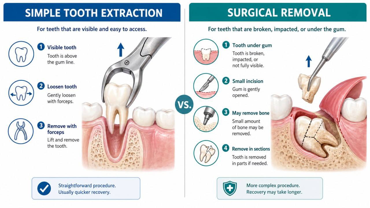 Simple and surgical extraction comparison