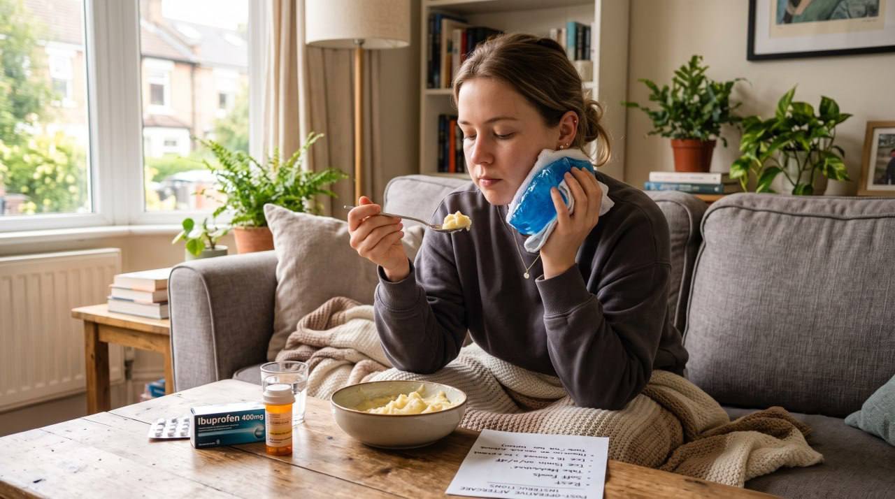 Patient recovering after tooth extraction