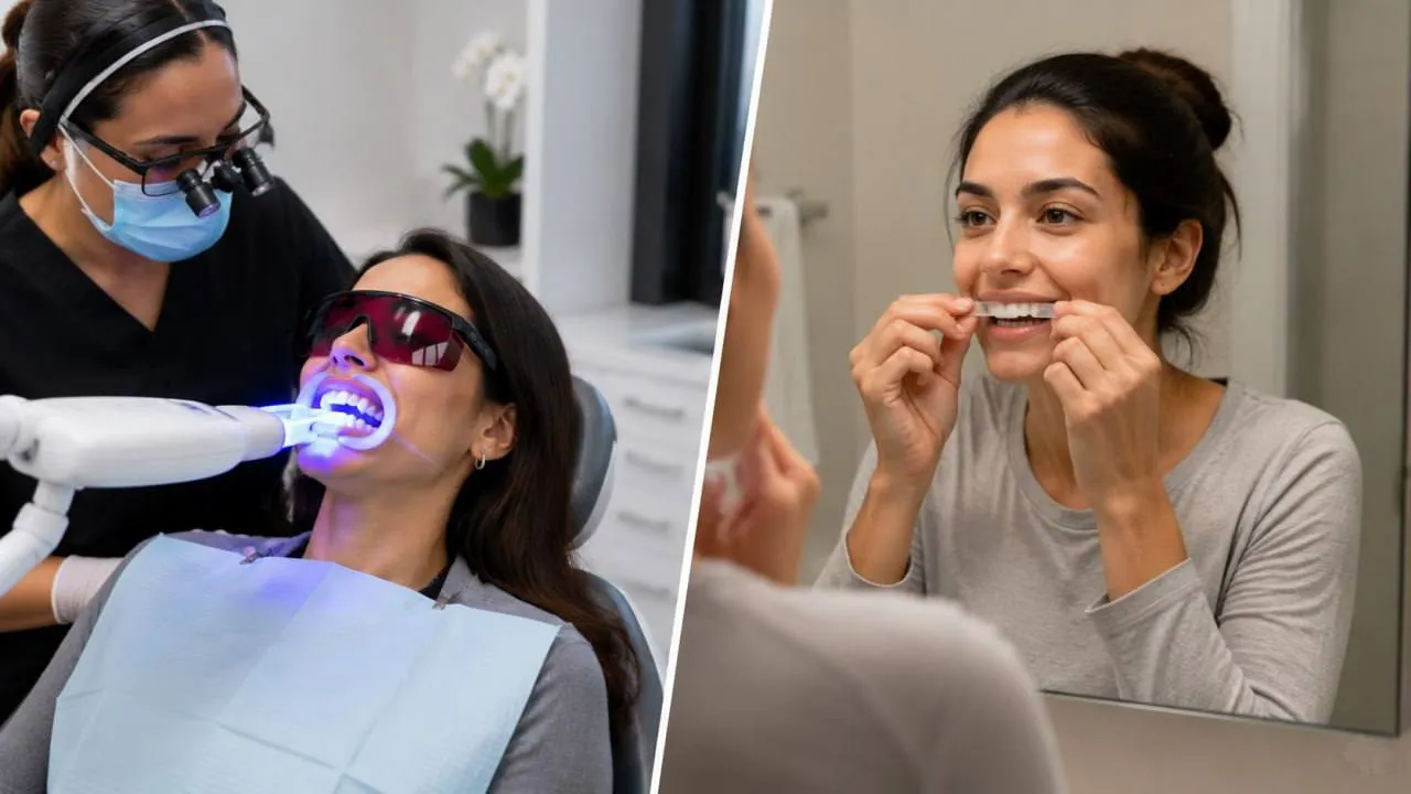 Professional whitening and at-home strips