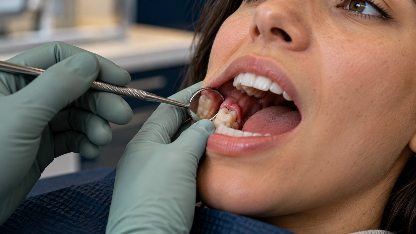 Examining a partially erupted wisdom tooth