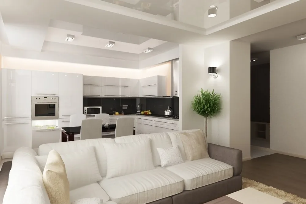 Warm, neutral room refreshed with new paint and finishes