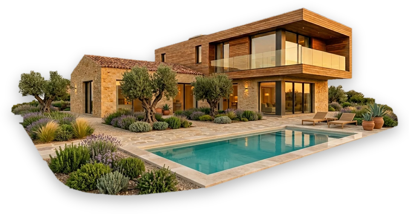 Modern Mediterranean villa with garden and pool