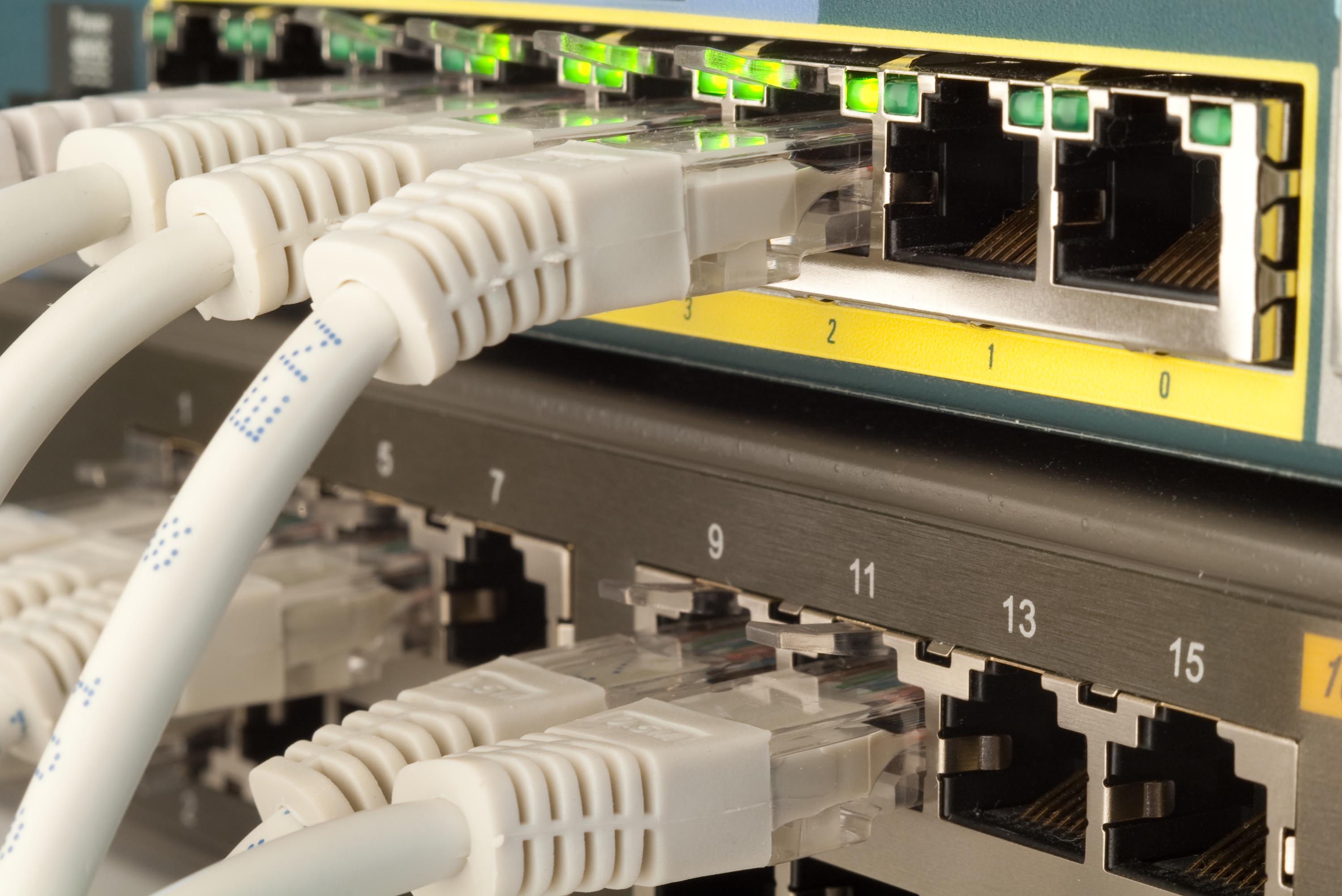 Patch cables terminated into a network switch