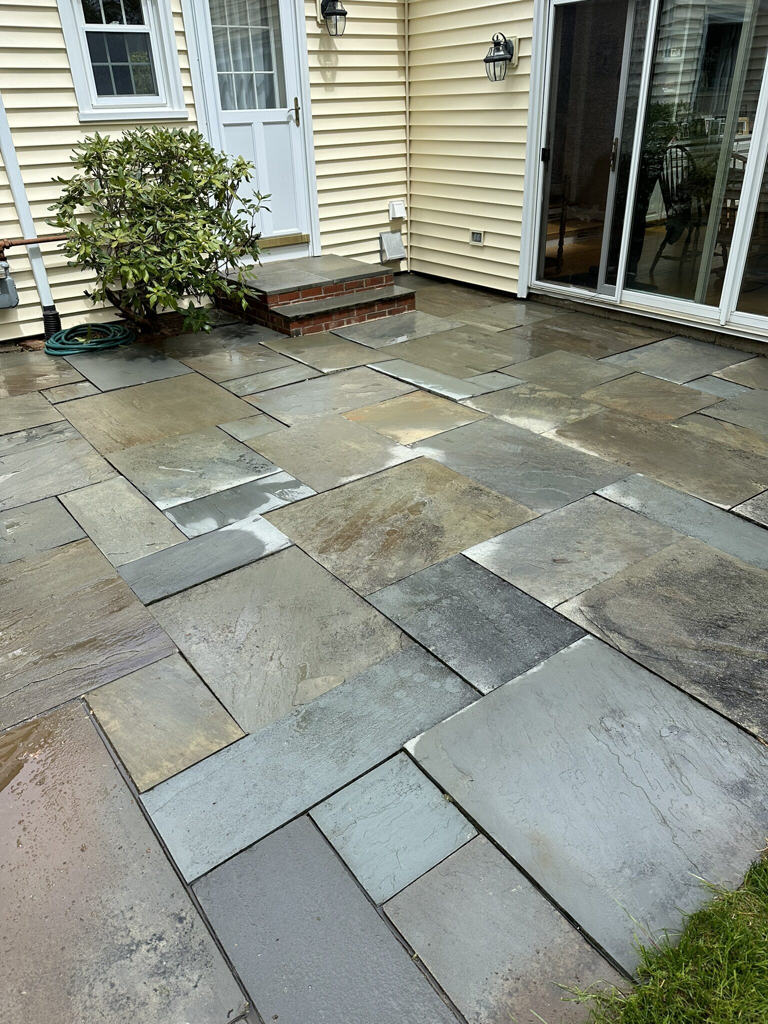 Clean bluestone patio after Eagle's cleaning