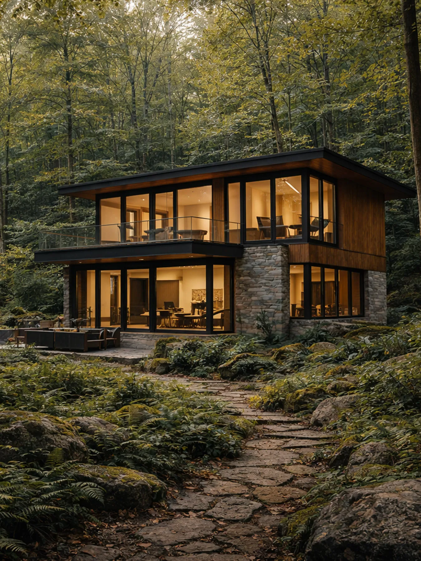 Modern luxury cabin set within the forest at Woodland Preserve