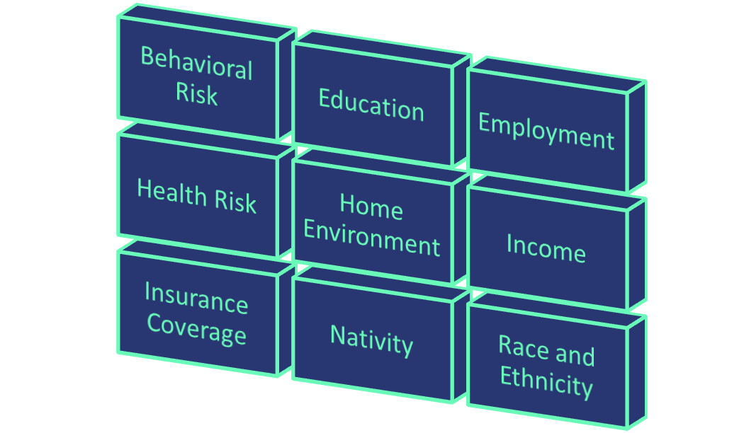 SDoH categories used in InHealth's SCORE framework, derived from government data sources