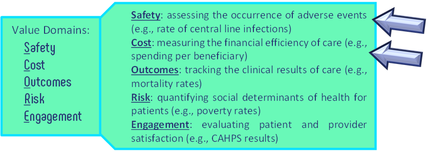 The five domains of value measured by the ValueSCORE ratings system