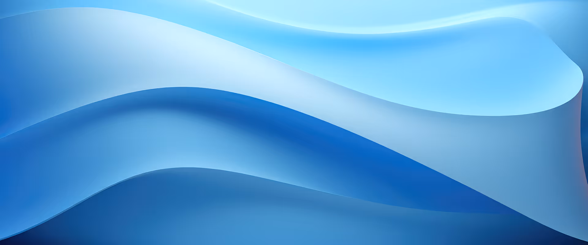 Smooth abstract waves in varying shades of blue flowing horizontally across the image.
