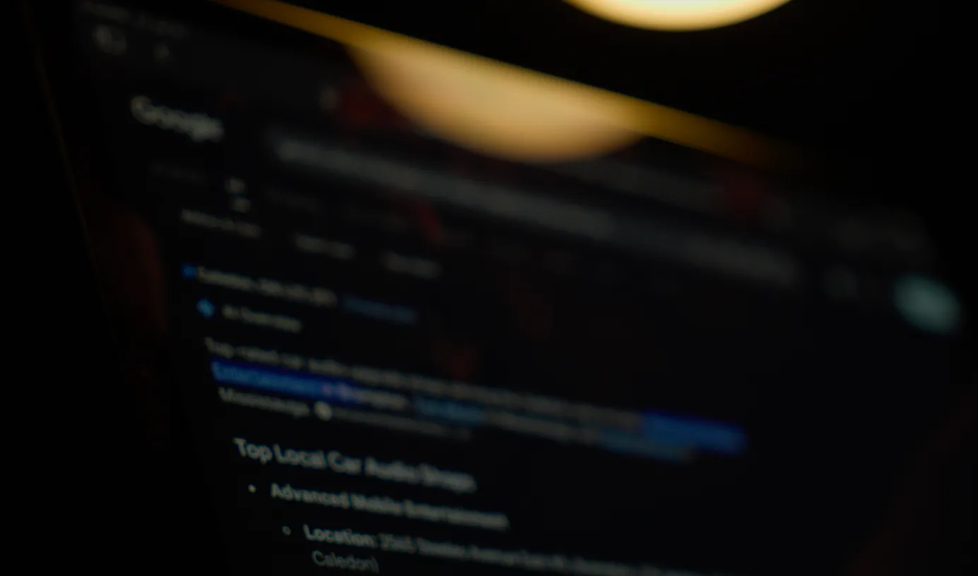 Google's AI Overview feature being utilized on a laptop.