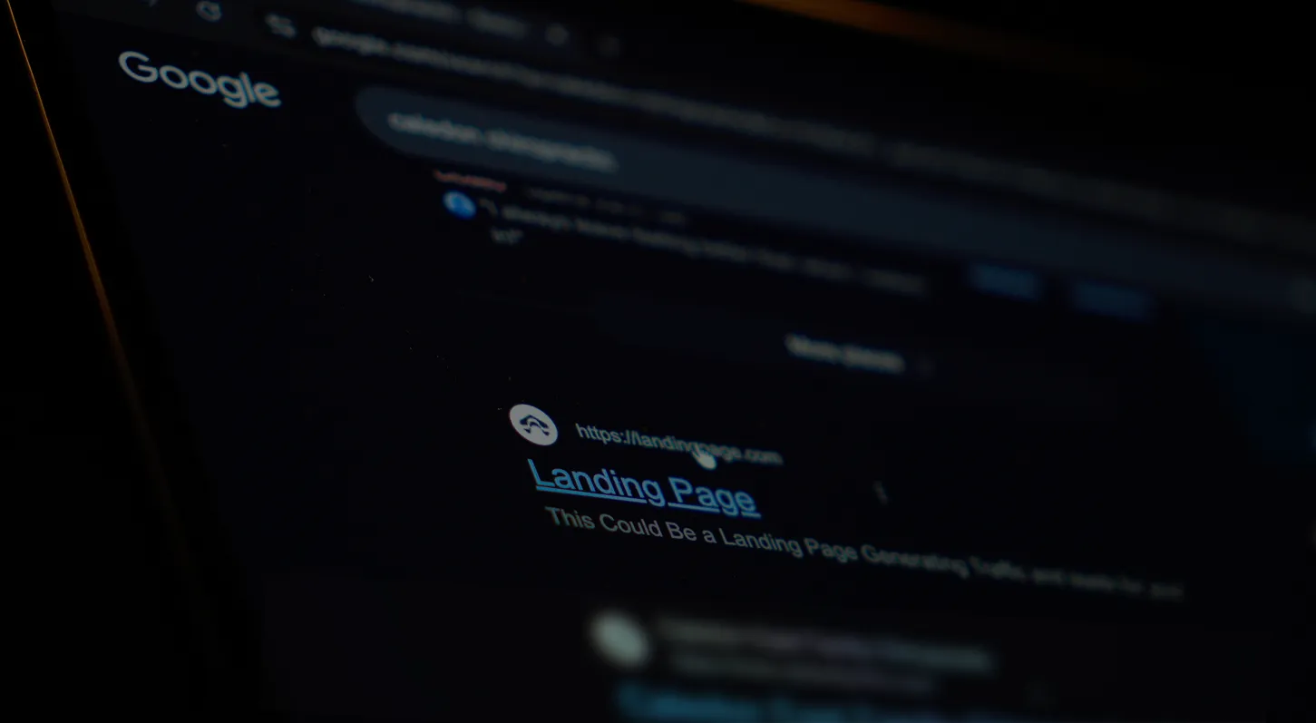 Google search engine providing a list of landing pages in response to a user inquiry.