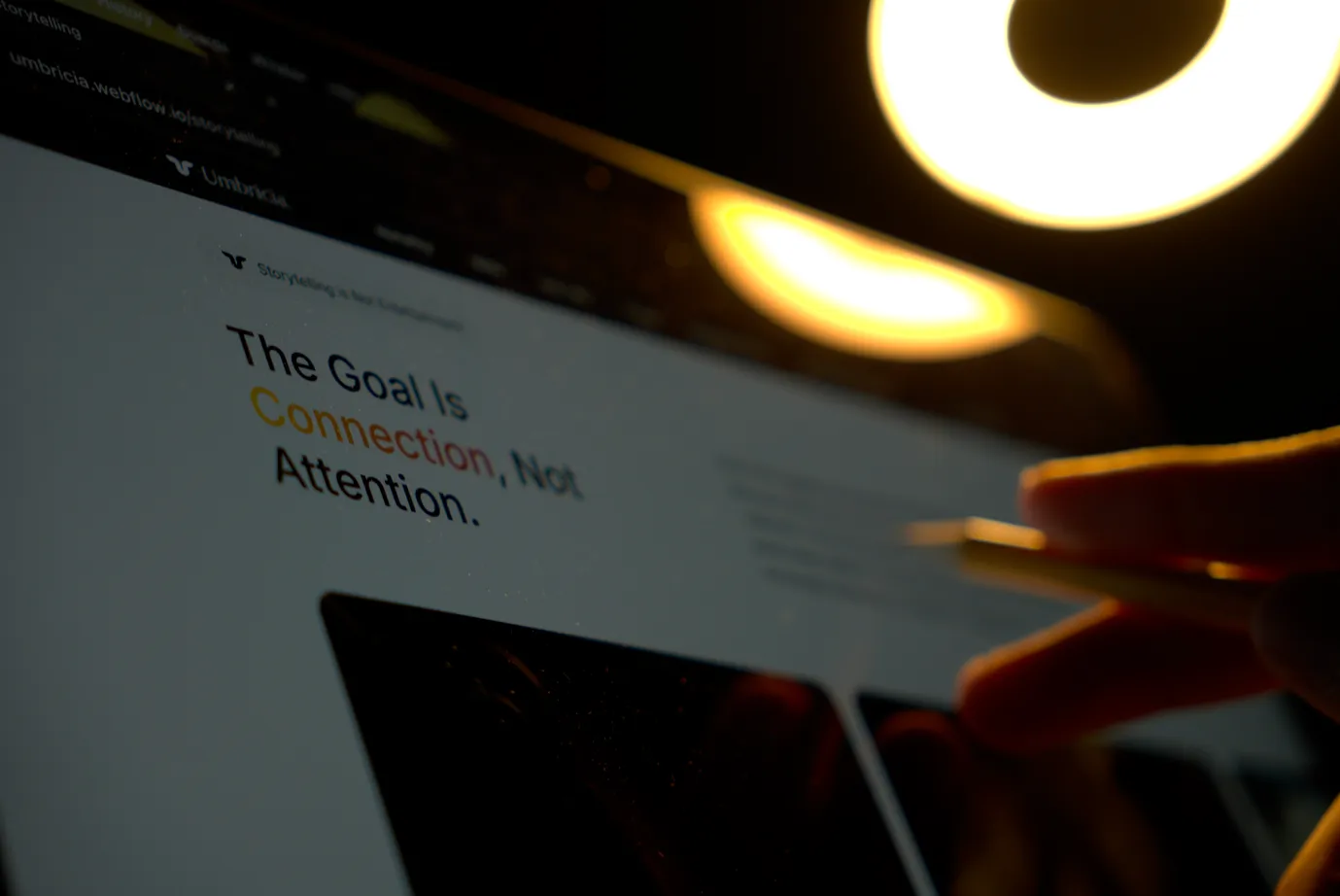 Man studying a website's content.