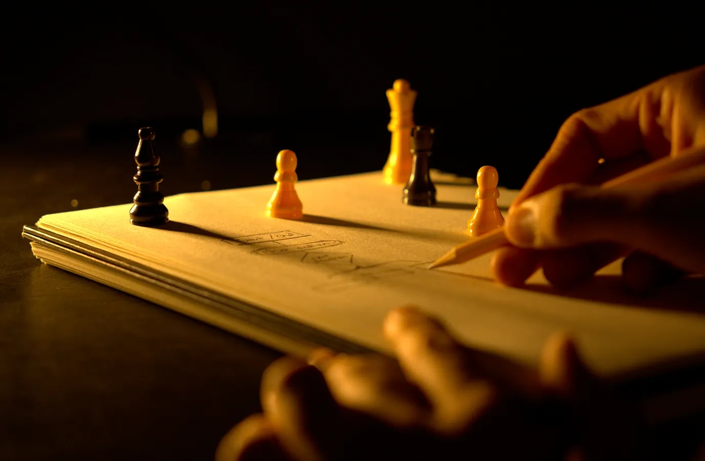 Man planning a marketing strategy in his notebook.