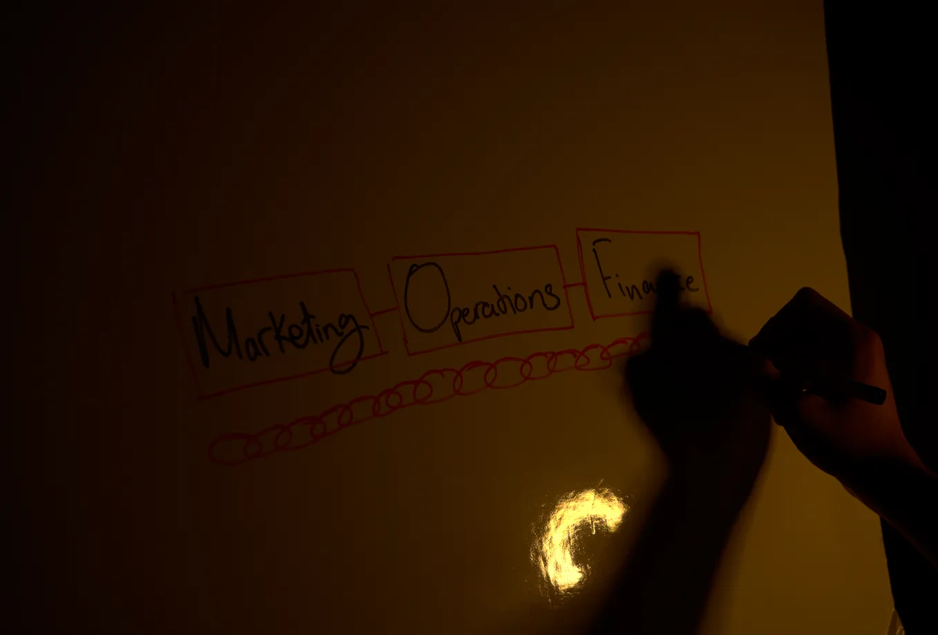 Man writing on a whiteboard.