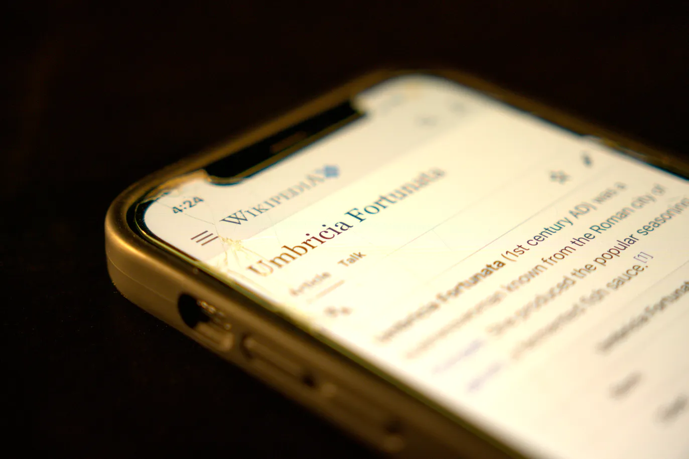 Online article open on a phone.