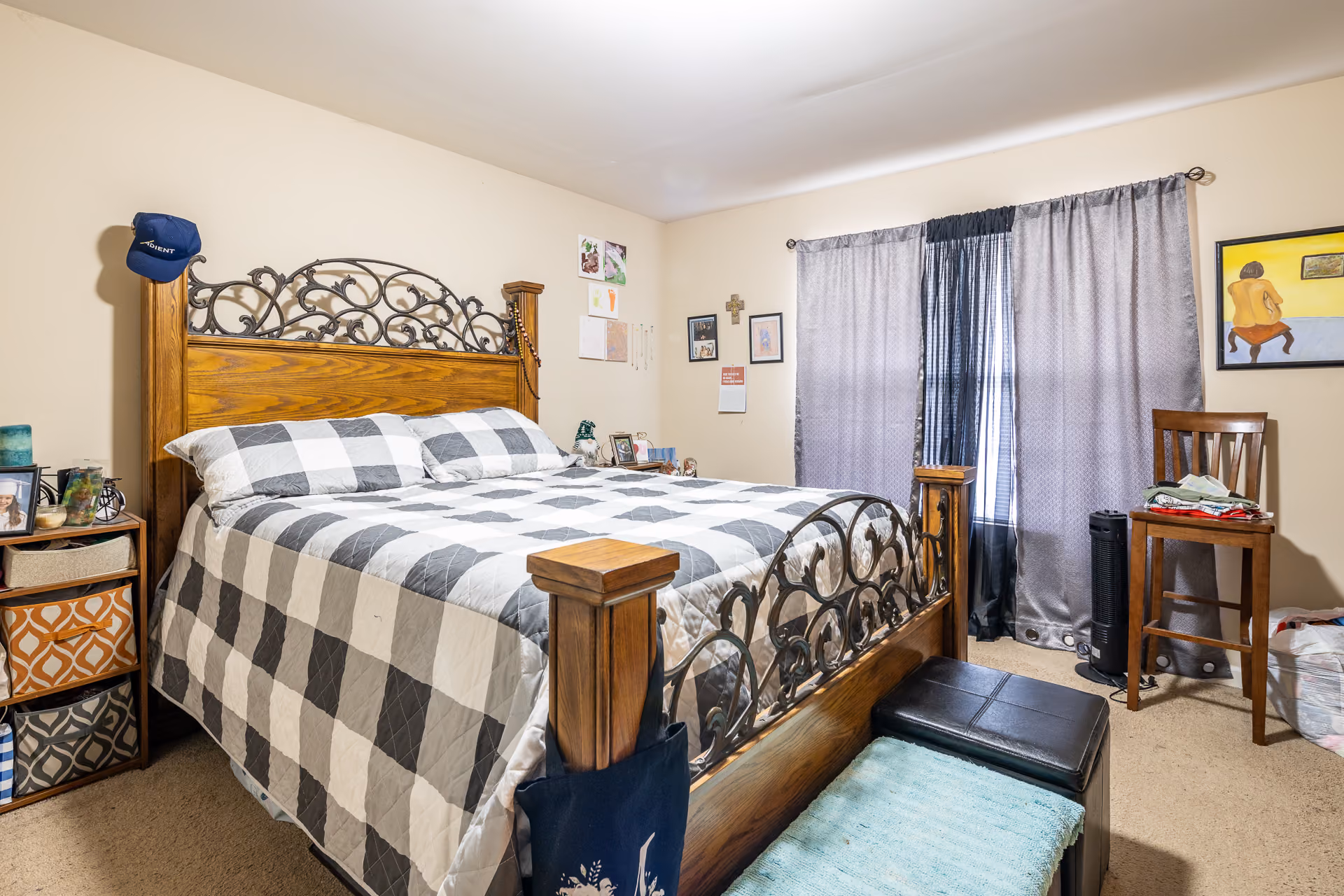 Furnished bedroom with bed