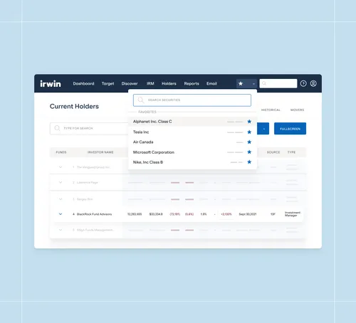 Illustration of Irwin software tracking multiple securities.