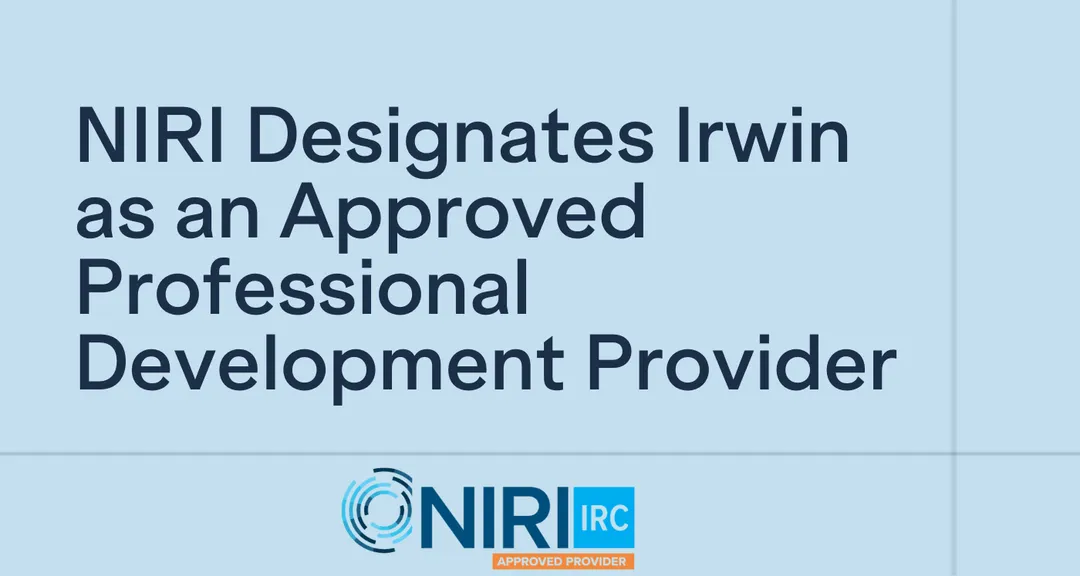 NIRI Designates Irwin as an Approved Professional Development Unit Provider