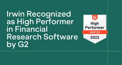 Irwin Recognized as High Performer in Financial Research Software by G2