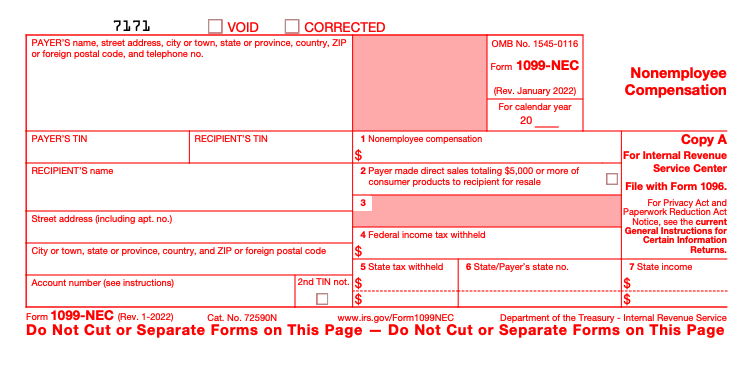 1099-NEC vs 1099-MISC: Red Copy A of a 1099-MISC