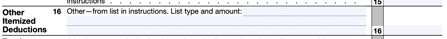 box 16 of schedule A of form 1040 