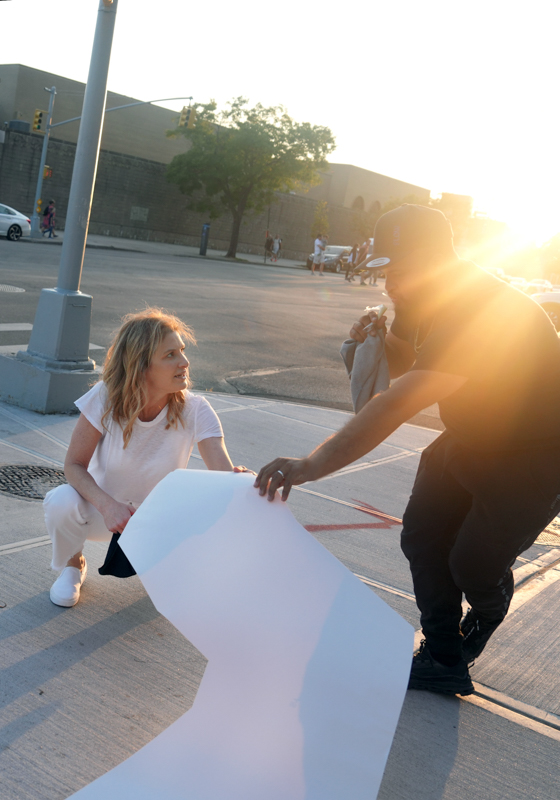 Molly installing Dispersed Geographies in Brighton Beach, NY | Photo by Alex Mctigue