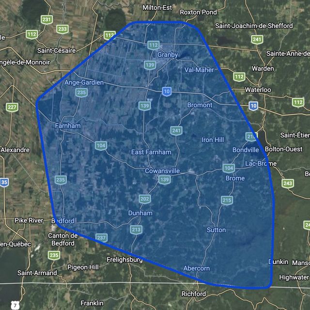 Carte de la Montérégie et de l'Estrie