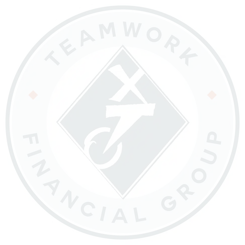 Seal with TEAMWORK FINANCIAL GROUP text circle and abstract symbol inside a diamond shape.