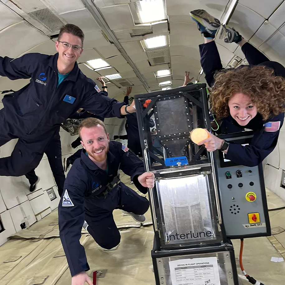 Testing our regolith processing equipment in a simulated lunar gravity environment
