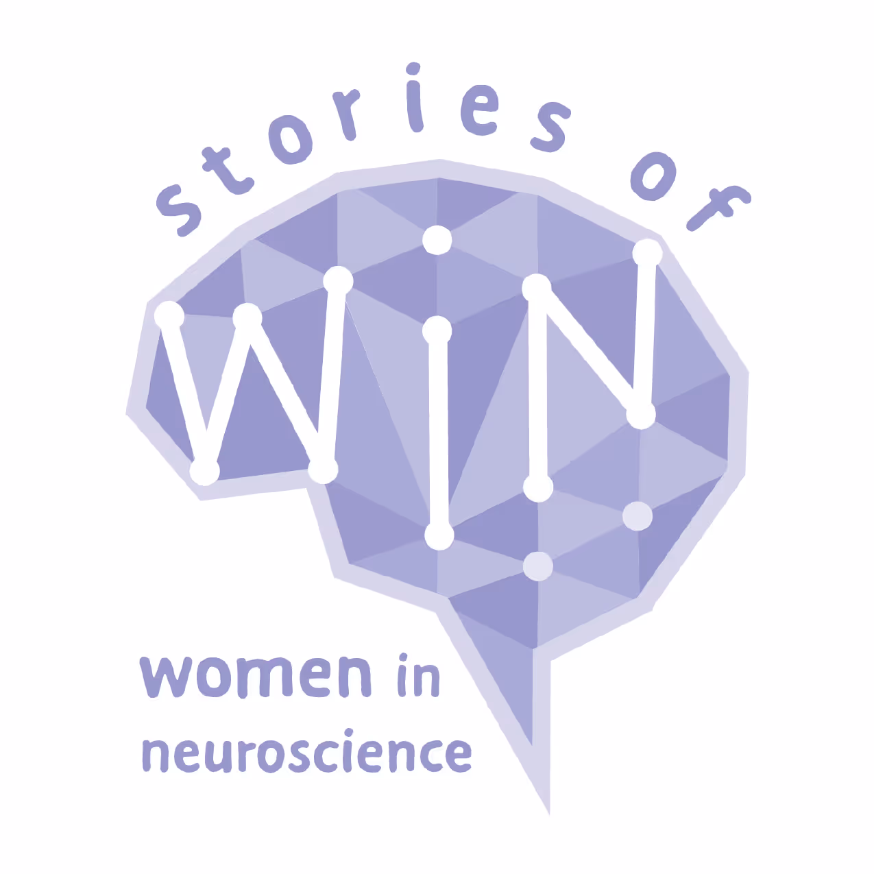 Stories of Women in Neuroscience logo featuring a stylized brain with connected nodes and the acronym "WiN"