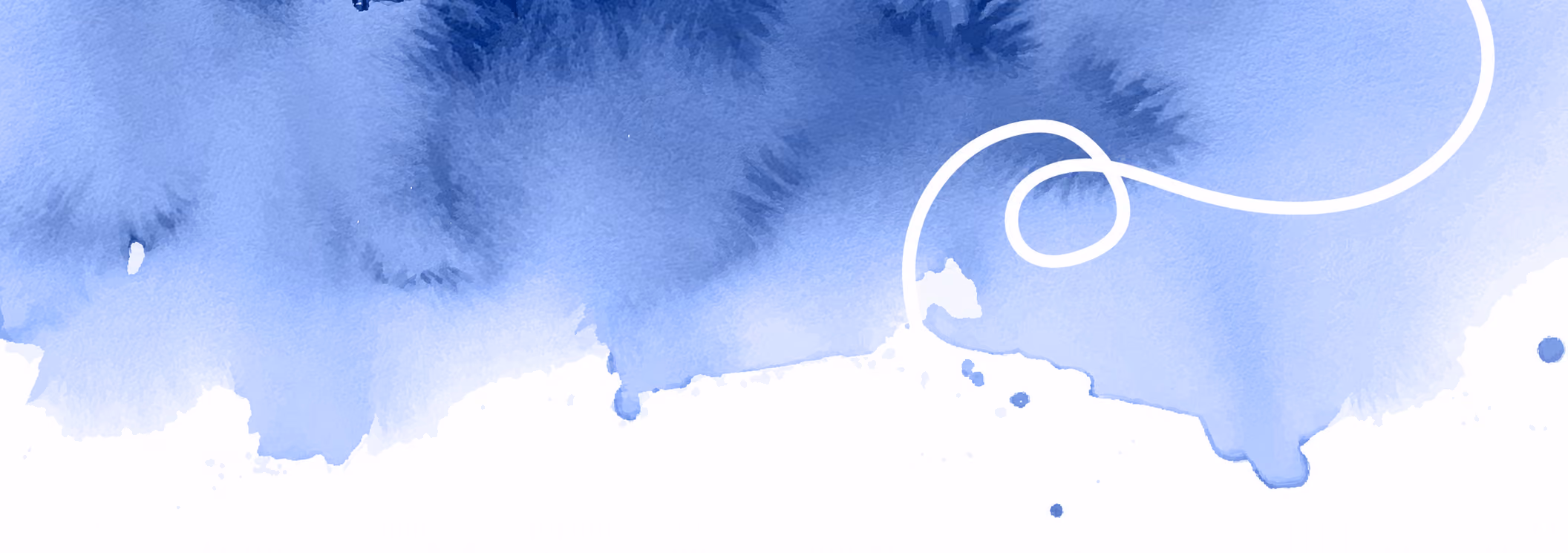 Blue watercolor gradient with dark and light shades and a thin white curved line.