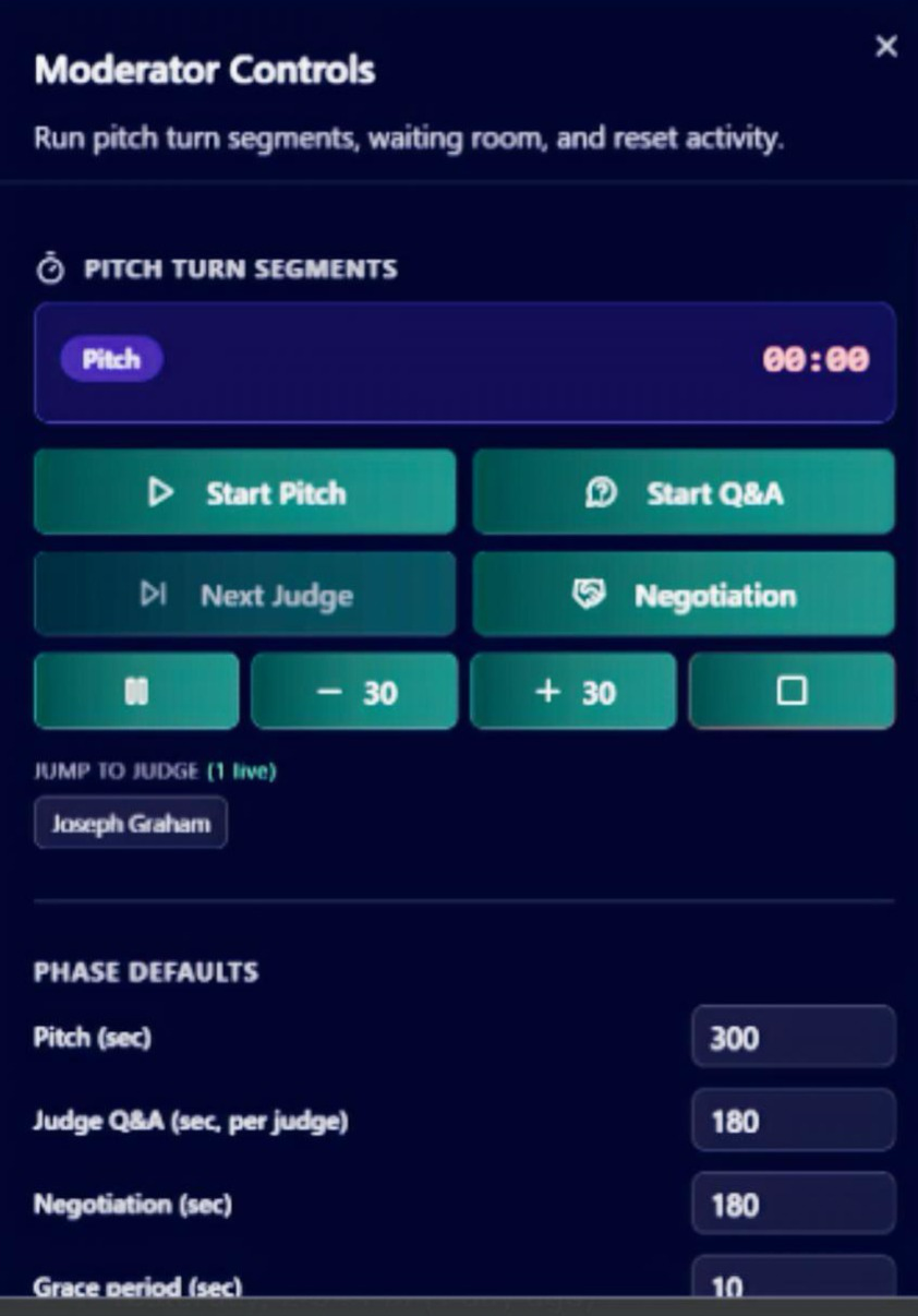 PitchPond moderator controls