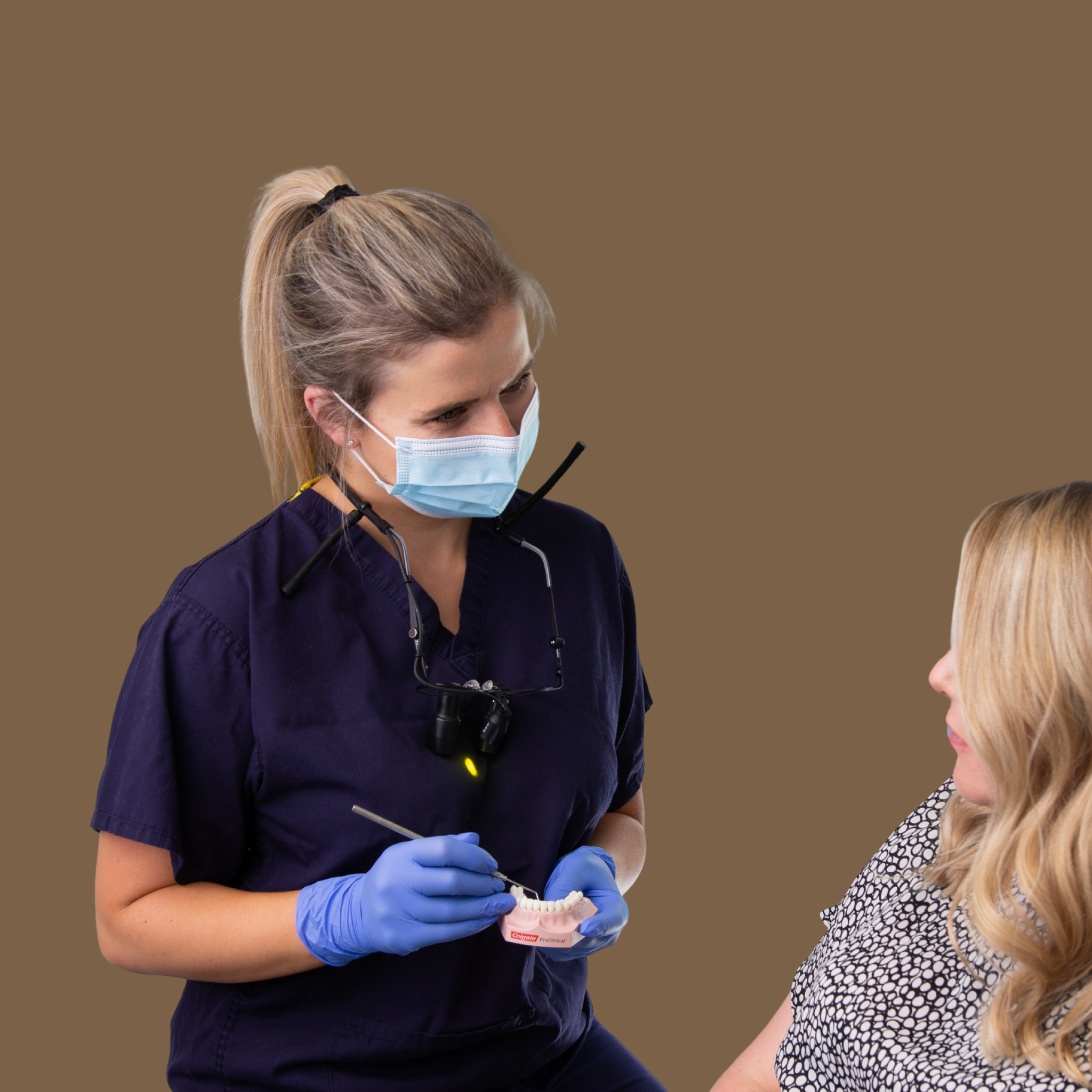 Ellie Baxter, dentist based in Wetherby, caring for patient