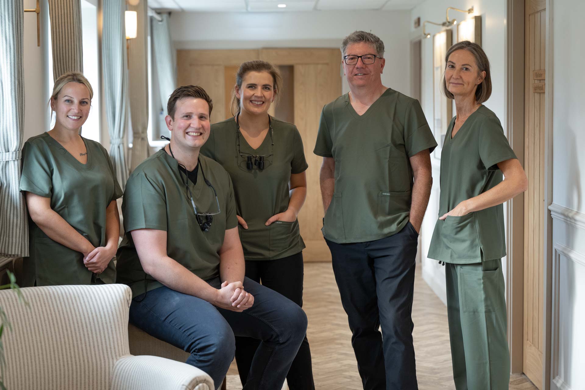 The Wetherby Dental and Implant Clinic team together in the patient lounge