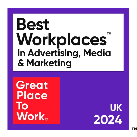 Great Place To Work Best Workplaces in Advertising, Media and Marketing UK 2024 badge